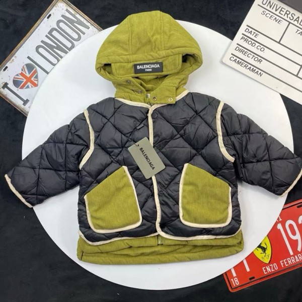 Balenciaga バレンシアガブランドベビー服 ジャケット 厚手 キッズ中綿コート 女の子 男の子 中綿ジャケット 子供服 あったか 防寒 保温 上着 キッズ ふわふわ もこもこ 長袖 可愛い おしゃれ 肌に優しい 90-140cm