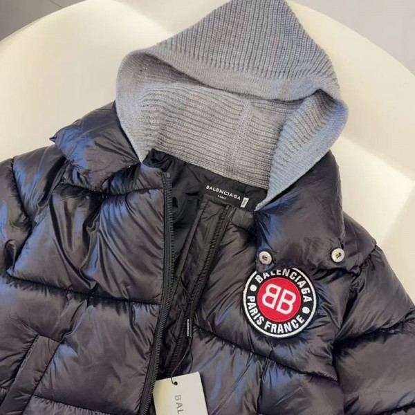 Balenciaga バレンシアガブランド男の子 防寒コート ダウン ジャケット キッズ アウター ジュニア 90¬140cm 中綿コート フード付き 暖かい 厚手 子供服 軽量 中綿 通園 通学 ボーイズ 冬 防寒対策 保温