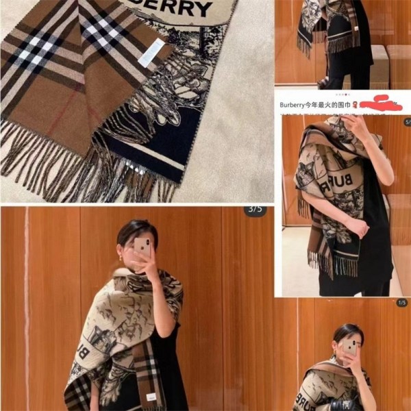 Burberry バーバリーメンズ 大判ショール 暖かい春秋 スカーフ ファッション 使い心地よいレディース向け高品質ケープ 防寒マフラー男女兼用 リバーシブルマフラー 肩掛け