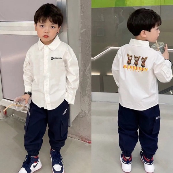 バーバリー ディオール グッチ シャツ 子供服 白 モノグラム ハンサム 上着 ファション 長袖 人気