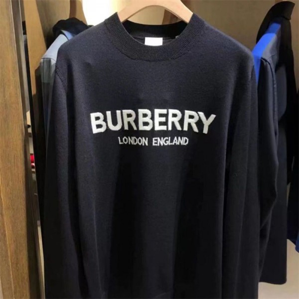 Burberry バーバリー ブランドニット レディース セーター トップス 長袖 クルーネック 春 秋 冬 ニュールック 重ねる着便利 メンズ 着回しやすい 着痩せ 高伸縮 リブ カットソー ニットソー インナー カジュアル