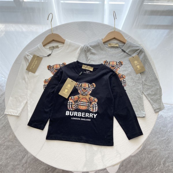 Burberry バーバリーハイブランドボーイズ 長袖 Tシャツ 子供服トップス キッズ上着 プリント柄 通学 通園 部屋着 ジュニア 綿 インナー 肌着 上着 普段着 カジュアル ゆったり 90¬160cm