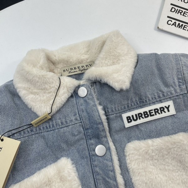 Burberry バーバリーブランド子供服 キッズ ジャケット デニム 裏起毛 ボーイズ ボアアウター 女の子 子供ボアジャケット 90-130cm キッズ パーカー 女の子 厚手 防寒 アウター おしゃれ 可愛い 子供服