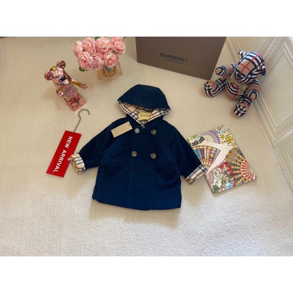 Burberry バーバリーブランドベビー秋冬子供服 ロングコート キッズ 女の子 厚手 中綿コート 長袖 厚手 コート ベビー 73-80-90-100cm ジュニア服 ロングコート 女児 防寒保温 秋冬ロングコート女児
