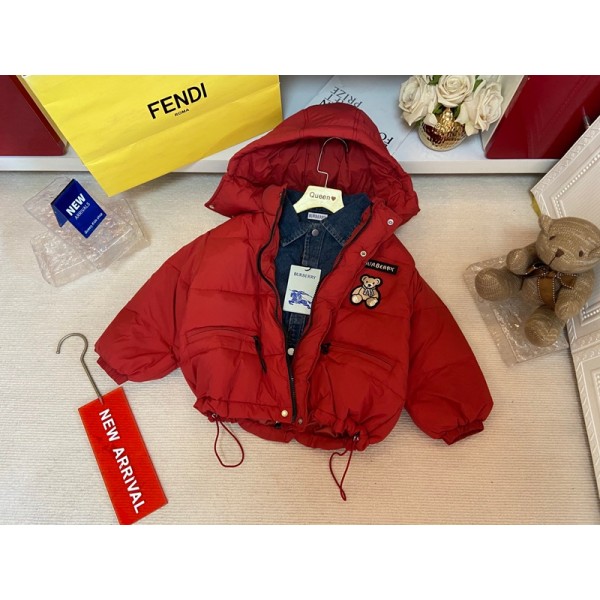 Burberry バーバリーハイブランド キッズ ダウンジャケット 中綿コート 厚手 中綿入り 冬 男の子 子供 新年お祝い アウター フード付き スタンドカラー フルジップ 厚手 ガールズ ジャンパー パーカー 110-170cm