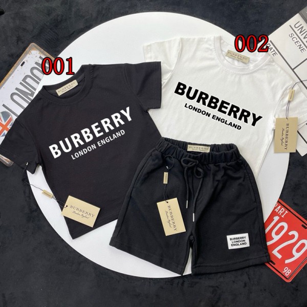 Burberry バーバリーブランド子供セットアップ 夏服 男の子 女の子 半袖 Tシャツ 半ズボン キッズ 薄手 通気性 速乾 ベビー服 柔らかい 快適 ジャージ 上下セット ジュニア ゆったり カジュアル トップス ショートパンツ 90¬160cm 韓国風 お洒落 通園 通学 普段着