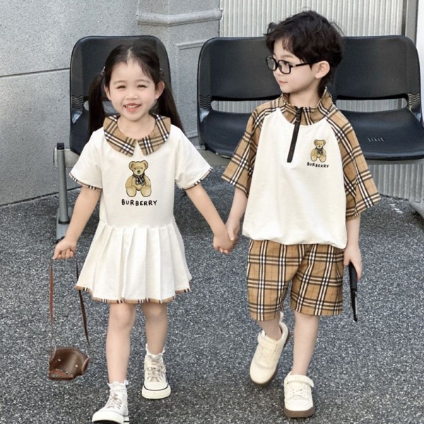 ハイブランドBurberry バーバリー子供tシャツ夏 ガールズワンピース ベビー服 ブランドボーイズ半袖tシャツショートパンツ 短袖tシャツ ユニセック ブランド100-160cm