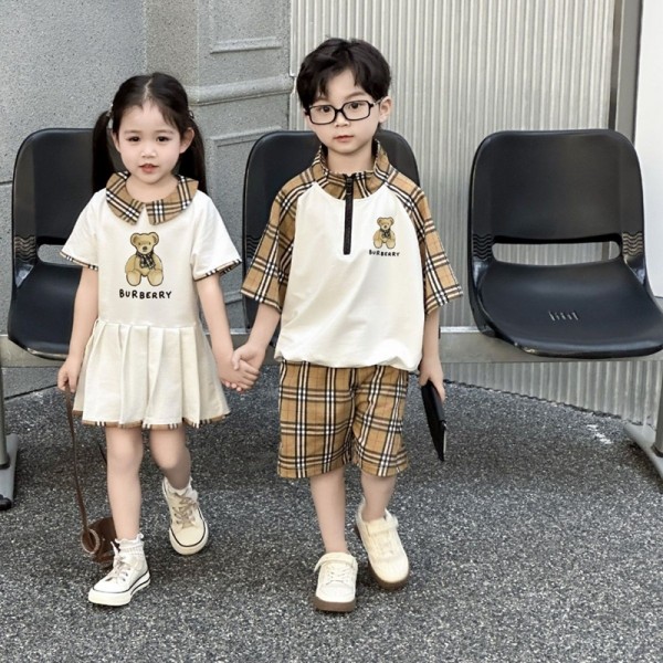 ハイブランドBurberry バーバリー子供tシャツ夏 ガールズワンピース ベビー服 ブランドボーイズ半袖tシャツショートパンツ 短袖tシャツ ユニセック ブランド100-160cm