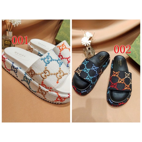Gucci グッチハイブランド厚底スリッパ 室内 前開き リネン 室内 通気性 蒸れない いつでもサラサラ 素足 履き心地 気持ちいい もふもふほわほわ レディース 225¬275cm