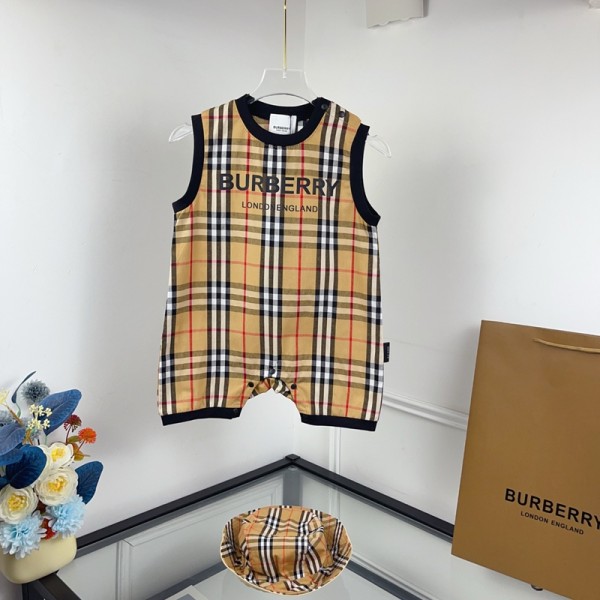 バーバリーブランドBurberry ベビー服 女の子 ロンパース カバーオール 赤ちゃん服 薄手 柔らかい ノースリーブ 新生児服 外出着 夏服 73¬100cm