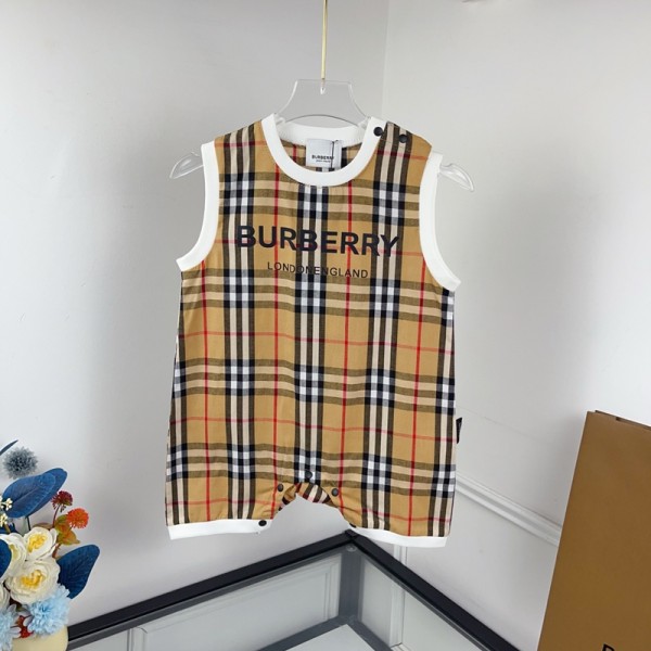バーバリーブランドBurberry ベビー服 女の子 ロンパース カバーオール 赤ちゃん服 薄手 柔らかい ノースリーブ 新生児服 外出着 夏服 73¬100cm