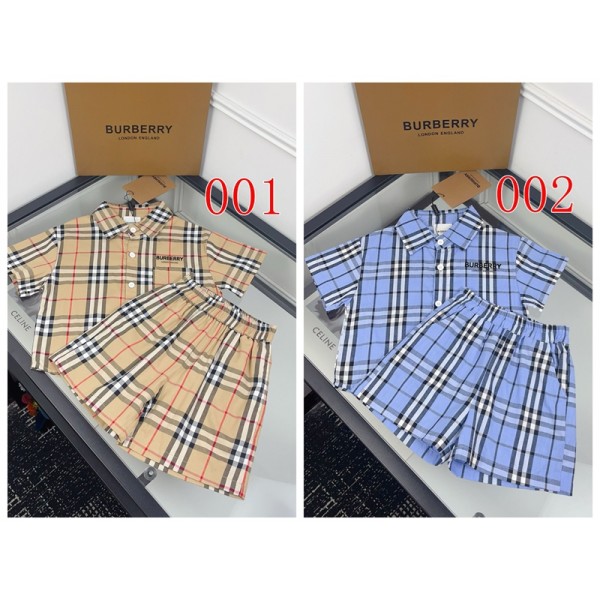 ブランドバーバリーBurberry 子供服 男の子 セットアップ 2点セット キッズ ジュニア 夏服 プリント 半袖 襟付き 90¬150cm ショートパンツ カジュアル 通気性 快適 ジュニア 上下セット 普段着 部屋着 通学通園
