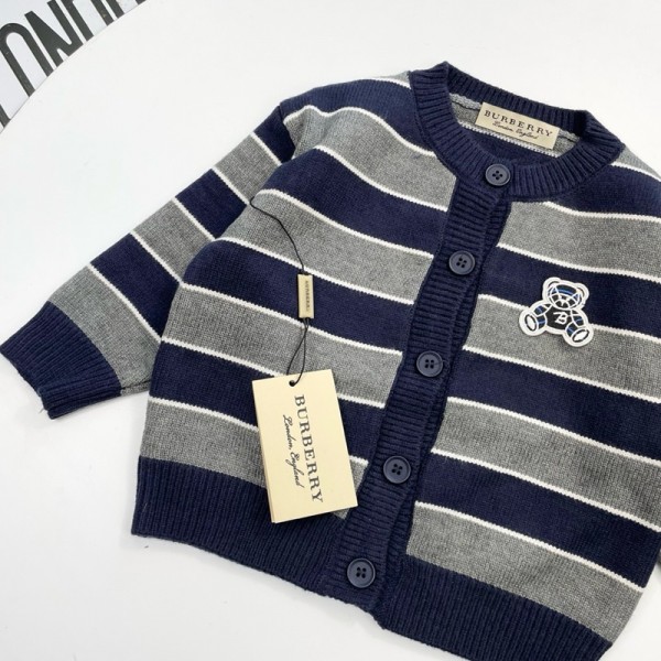 Burberry バーバリーハイブランド子供服 カーディガン キッズ 男の子 女の子 ニット セーター 90¬150cm スクールコート 長袖 ボーダー柄 学校 学生 セミフォーマル 制服 春秋冬 通園通学