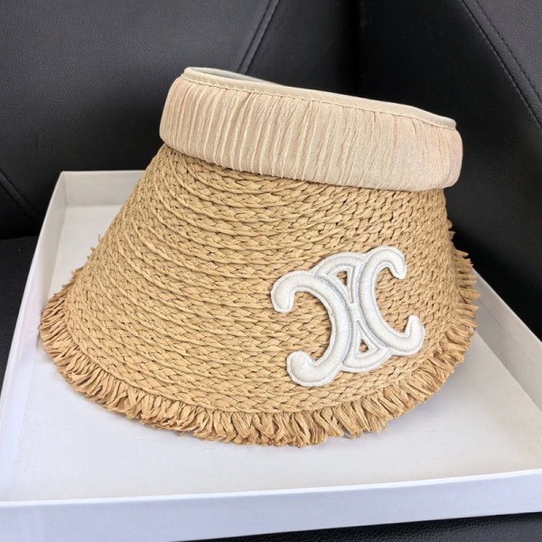 CELINE セリーヌブランドサンバイザー レディース UVカット サンハット 日除け帽子 麦わら 春夏 つば広 小顔効果 吸汗速乾 あご紐付き テニス ゴルフ アウトドア