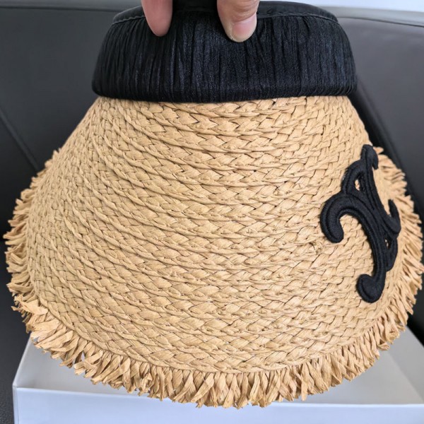 CELINE セリーヌブランドサンバイザー レディース UVカット サンハット 日除け帽子 麦わら 春夏 つば広 小顔効果 吸汗速乾 あご紐付き テニス ゴルフ アウトドア