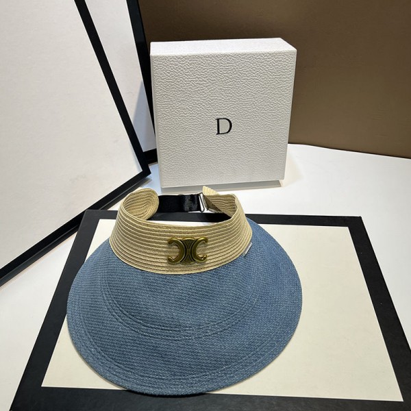 CELINE セリーヌ ブランドサンバイザー デニム材質 ポーツ 帽 ジョギング 帽子 空頂帽 スポーツバイザー バイザーキャップ 野球帽 通気性 おしゃれ 日よけ帽子