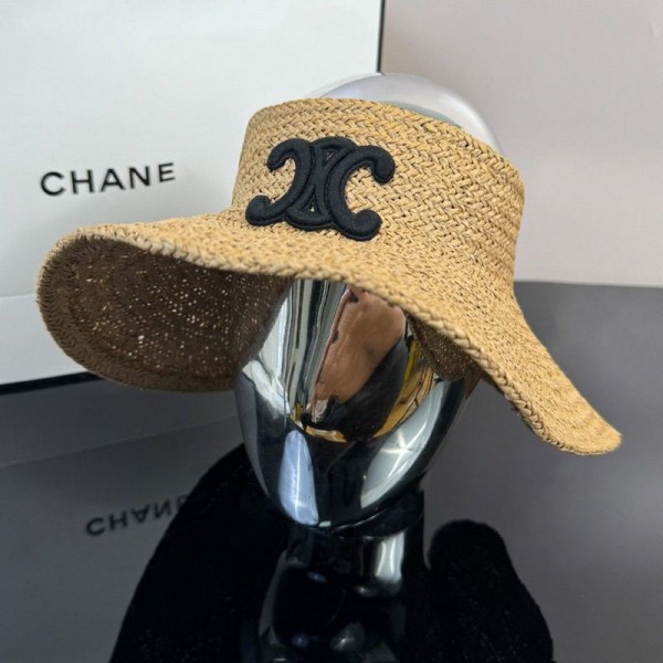 セリーヌ 麦わら帽子 レディース 日焼け止め ブランド Celine ストローハット つば広 サンバイザー 小顔効果 折りたたみ ガーデニング 旅行 ビーチ お出かけ 紫外線対策 uvカット 通気 調節可能