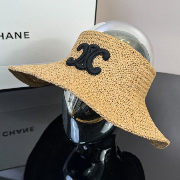 セリーヌ 麦わら帽子 レディース 日焼け止め ブランド Celine ストローハット つば広 サンバイザー 小顔効果 折りたたみ ガーデニング 旅行 ビーチ お出かけ 紫外線対策 uvカット 通気 調節可能