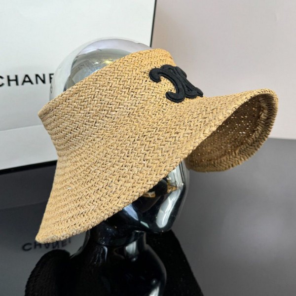セリーヌ 麦わら帽子 レディース 日焼け止め ブランド Celine ストローハット つば広 サンバイザー 小顔効果 折りたたみ ガーデニング 旅行 ビーチ お出かけ 紫外線対策 uvカット 通気 調節可能
