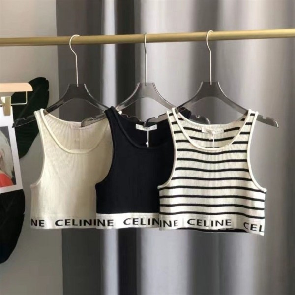 CELINE セリーヌハイブランドタンクトップ レディース ニットノースリーブ インナー ニットトップス ショート丈 キャミソールUネック 薄手 シンプル 快適 痩せ 肌着 下着 重ね着 夏 着痩せ ヨガ 無地
