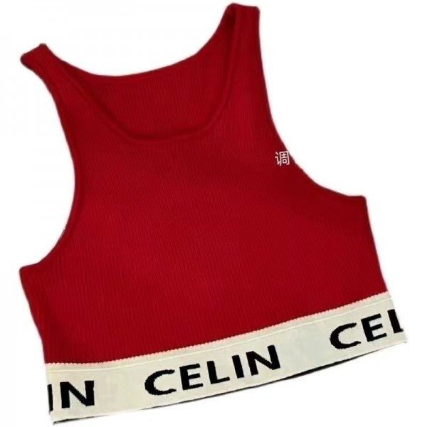CELINE セリーヌハイブランドタンクトップ レディース ニットノースリーブ インナー ニットトップス ショート丈 キャミソールUネック 薄手 シンプル 快適 痩せ 肌着 下着 重ね着 夏 着痩せ ヨガ 無地