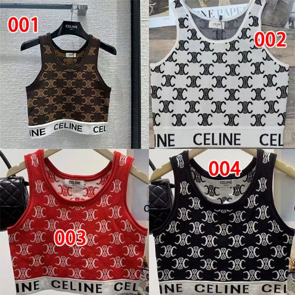 CELINE セリーヌハイブランドショート丈タンクトップ レディース ニットキャミソール インナー へそ出し ノースリーブ 伸縮性 重ね着 トップス ダンス スポーツ シンプル ブラ紐隠し 脇下隠し 胸元隠し 肌着