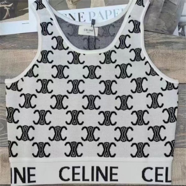 CELINE セリーヌハイブランドショート丈タンクトップ レディース ニットキャミソール インナー へそ出し ノースリーブ 伸縮性 重ね着 トップス ダンス スポーツ シンプル ブラ紐隠し 脇下隠し 胸元隠し 肌着