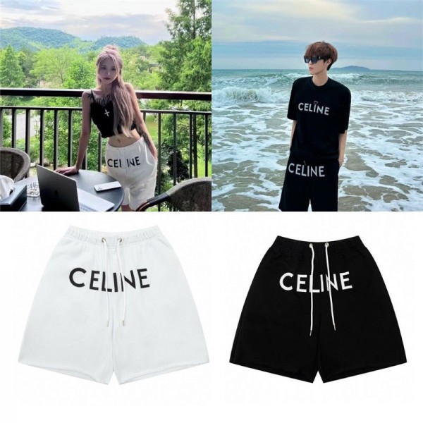 セリーヌ ショートパンツ男性用 通気性 Celine ブランドスポーツショーツ 速乾性 ドライ M - 4XL 調節可能 フィットネスパンツ ランニングパンツ バスケットボール、ジョギング