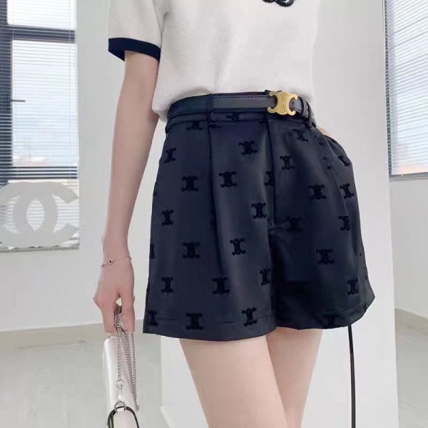 セリーヌ ショートパンツ レディース Celine ブランド スポーツ 短パン 夏 脚長効果 動きやすい丈 ハーフパンツ チェーン付き 柔らか 薄手 吸汗 速乾 伸縮性 通気性 カジュアル 部屋着 お出掛け S - L