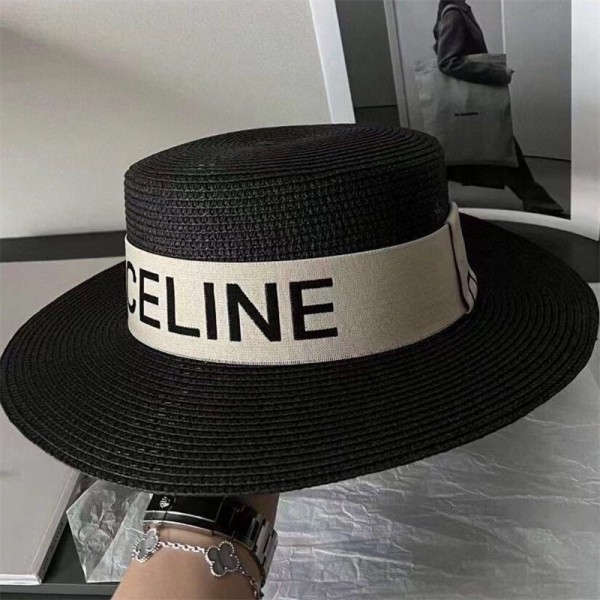 セリーヌ日除け帽子 バケットハット Celine ブランド麦わら帽子 ハット 麦わらハット気質 メンズ レディース ビーチ 紫外線 UVカット 日よけ 速乾 軽薄 通気 アウトドア スポーツ 旅行 写真