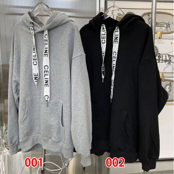 CELINE セリーヌオーバーサイズパーカーブランドレディースメンズプルオーバーブランドハイブランド秋冬服パーカーメンズ 服 コピーS - 3XL