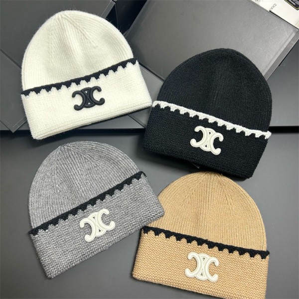 ブランドCeline ニット帽 レディース 秋冬 セリーヌニットハット 防寒 ビーニー 小顔効果 可愛い  手編み おしゃれ 上質 厚手 韓国 スキー スノボ ゴルフ 通勤 通学 クリスマス プレゼント フリーサイズ