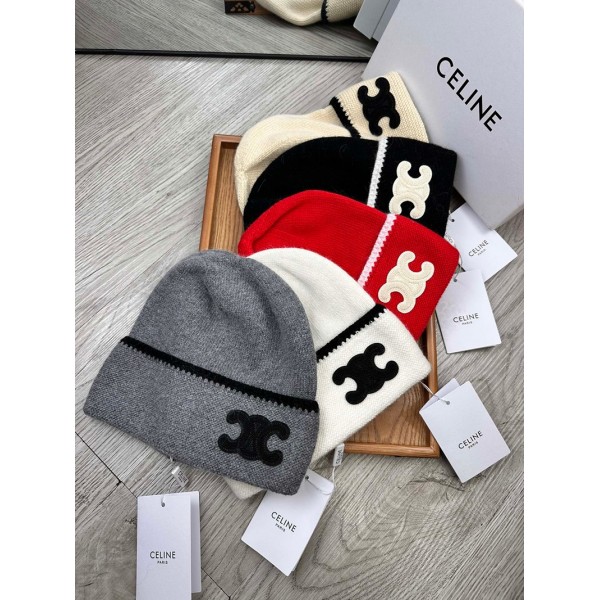 CELINE セリーヌハイブランド ニット帽 レディース ビーニー 厚手 リブ編み ニット帽子メンズ 兼用 フリーサイズ 良質素材 高伸縮 軽量 ニットキャップ 気質 おしゃれ かわいい