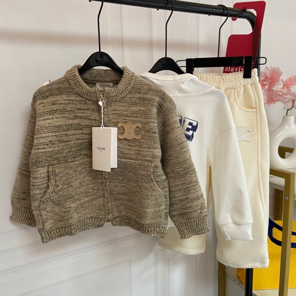 CELINE セリーヌブランド3点セット 子供 ジャージ 男の子 カーディガンパーカー パンツ 長袖 子供服 紳士服 ニットコート 上下セット スポーツウェア カジュアル キッズこども スーツセット 100¬160cm セットアップ 出産祝い 卒業式 入学式 入園式