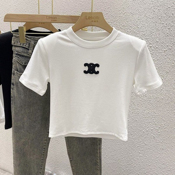 CELINE セリーヌブランドTシャツ キッズ 女の子 半袖 韓国 お洒落 ティーシャツ ガールズ 90-160cm 上着 カットソー 通気性 薄手 快適 てぃーシャツ 女児 無地 クルーネック カジュアル 子供服 トップス