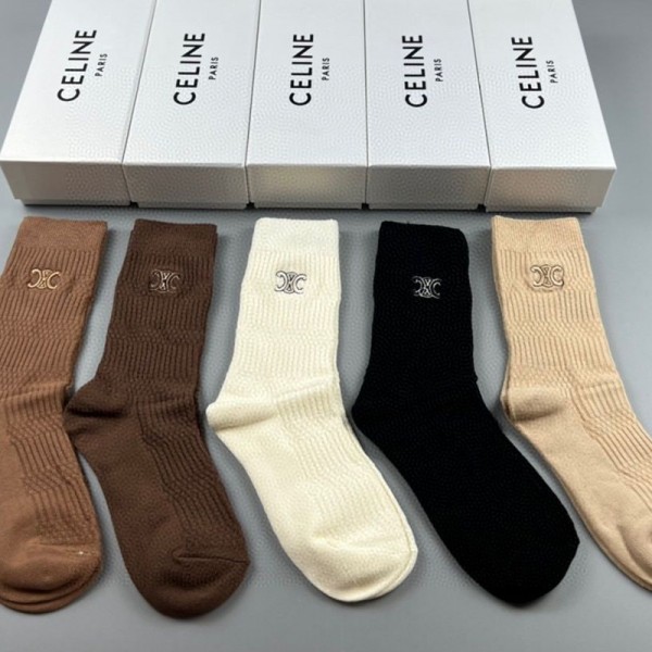 CELINE セリーヌハイブランド ソックス 綿製ブランド ストッキング 大人気ブランドミドルソックス 高品質浅口ソックス 女の子好き 韓国