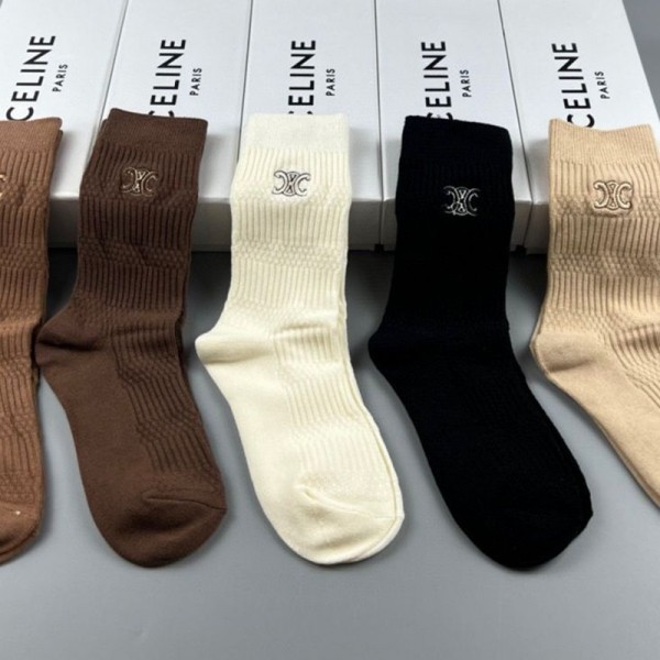 CELINE セリーヌハイブランド ソックス 綿製ブランド ストッキング 大人気ブランドミドルソックス 高品質浅口ソックス 女の子好き 韓国