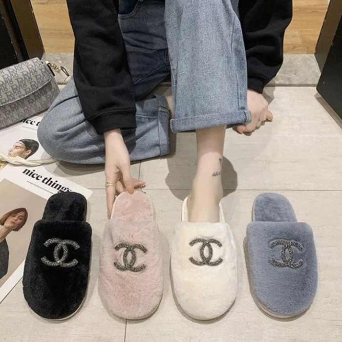 CHANEL ハイブランド シャネル ふわふわ スリッパ 滑り止め 防寒室内