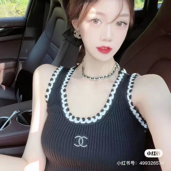 シャネル レディース ニットベスト chanel ブランド キャミソール  春 夏 秋 かわいい サマーニット ベスト女子 おしゃれ ニットトップス 綺麗 カジュアル 編み風 着痩せ