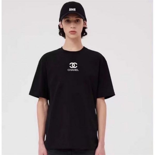 ブランドシャネル Tシャツ メンズtシャツ 刺繍ロゴ入れ トップス 高級感 chanel レディース半袖 オシャレ 新品 コットン製 着心良い カジュアル 通気性 ファッション 大きいサイズ S~5XL