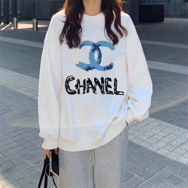 ブランド Chanel パーカー 流行り長袖 Tシャツ プルオーバー シャネル スウェットシャツ 高品質 精緻な工芸 トレーナー ファッション 男女兼用  カジュアル トレーナー 個性 春秋服 大きいサイズ