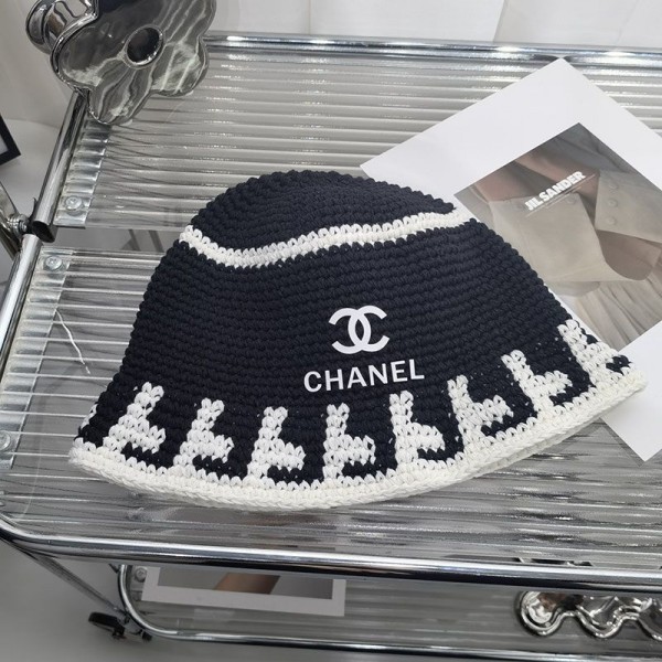 Chanel ハイブランド バケットハット 黒白 ニットハット シャネル ニット帽子 バケツ帽子 レトロ感 レディース 伸縮 ニットキャップ 暖かい 冬 アクセサリー 小顔 気品がよい