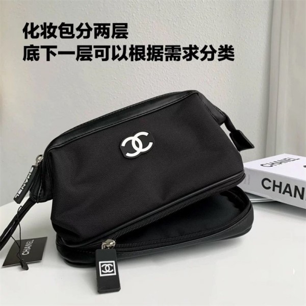 ブランド シャネル 化粧バック 収納バック 小物収納  丈夫 CHANEL キャンバスミニバッグ シンプル ブラック 高品質 人気 オシャレ 大容量 化粧品 ポーチ かわいい 化粧ポーチ 