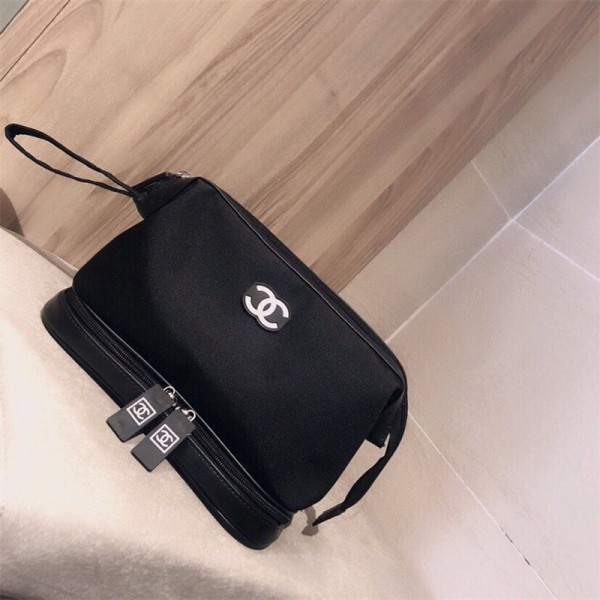 ブランド シャネル 化粧バック 収納バック 小物収納  丈夫 CHANEL キャンバスミニバッグ シンプル ブラック 高品質 人気 オシャレ 大容量 化粧品 ポーチ かわいい 化粧ポーチ 