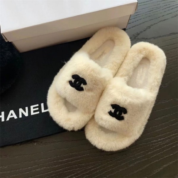 CHANEL ブランド ルームシューズ スリッパ もこもこ シャネル 室内履き ファーサンダル ボアスリッパ 暖か かわいい ココマーク 履きやすい 滑り止め 室外スリッパ ちょっとお出かけ 230~250CM 激安