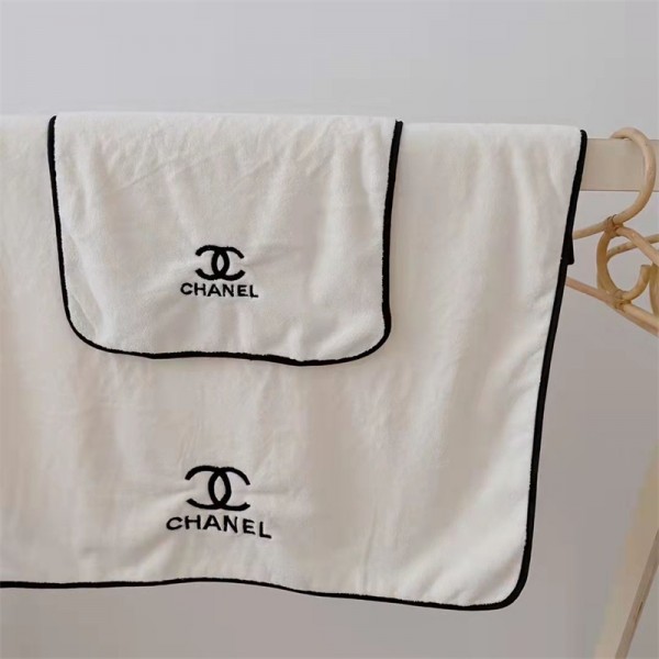 Chanel ブランド バスタオル フェイスタオル 2枚入り シャネル タオル 吸水 マイクロファイバー 柔らか 肌に優しい 速乾 軽量 ファッション かわいい