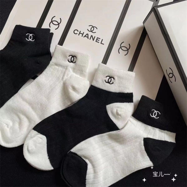 Chanel シャネルレディース向け 靴下 かわいいブランドミドルソックス 高品質浅口ソックス 女の子好き 韓国上質な コットン ソックス くつした