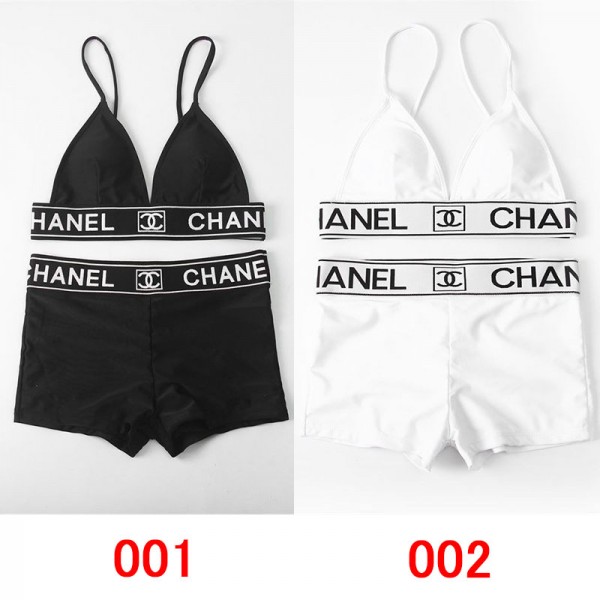 CHANEL シャネル ブランド レディース 水着 水泳服 ビキニ 2点 セット 四角式 大人っぽい ファッション おしゃれ ホルターネック かわいい 高品質