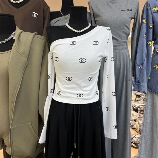 Chanel シャネルハイブランドtシャツ偽物レディース長袖tシャツブランドかわいいブランドtシャツ上着カジュアルハイブランドインナーtシャツ