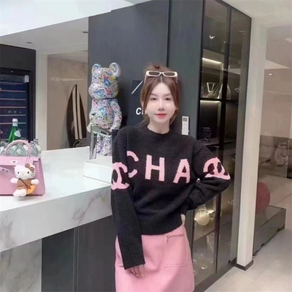 ブランド Chanel シャネル ニット セーター レディース プルオーバー ゆったり 長袖 クルーネック おしゃれ 着回し 保温 カジュアル 可愛い 通勤 厚手 柔らかい 秋 冬